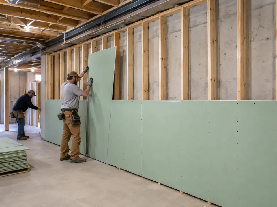 Basement Drywall Installation in Springfield, MO project detail — Moisture Control and Below-Grade Framing